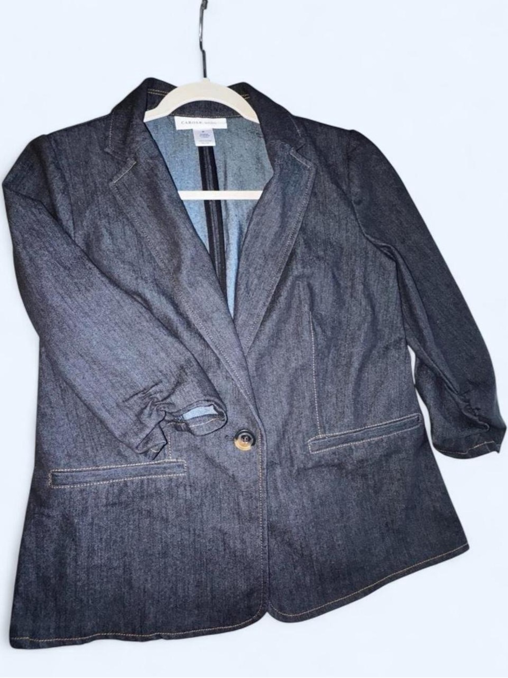 Carole Wren Dark Indigo Denim Blazer with 3/4 sleeves - Picture 5 of 8